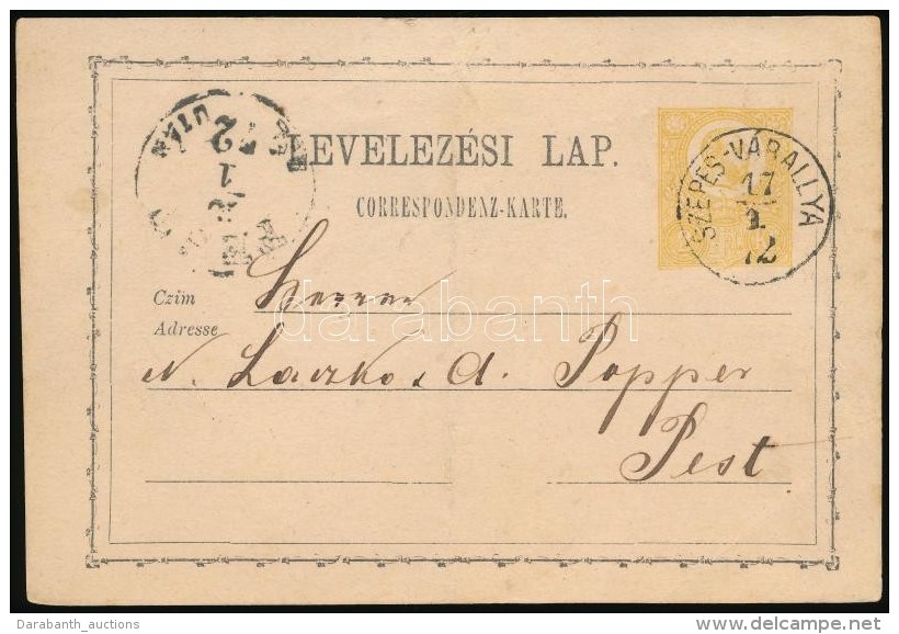 1872 Díjjegyes LevelezÅ‘lap / PS-card 'SZEPES-VÁRALLYA' - Otros & Sin Clasificación
