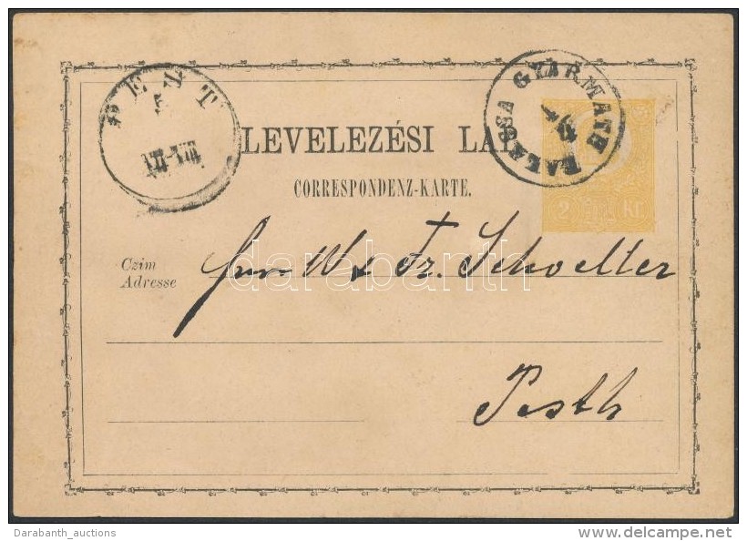 1872 2kr Díjjegyes LevelezÅ‘lap / PS-card 'BALASSA GYARMATH' (Gudlin 150 P) - Otros & Sin Clasificación