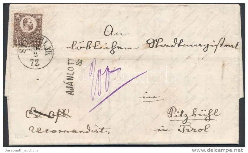 1872 Réznyomat 15kr Ajánlott Levélen / On Registered Cover 'STEIERLAK' - 'WÖRGL' -... - Otros & Sin Clasificación