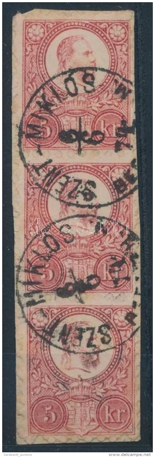 1871 5kr Hármascsík Kivágáson / Stripe Of 3 On Cutting 'SZENT-MIKLÓS' (Gudlin... - Otros & Sin Clasificación