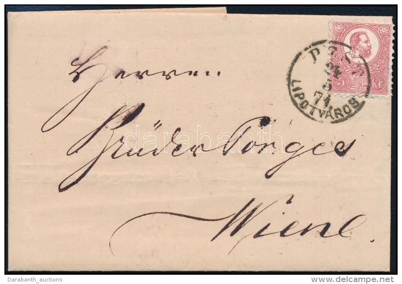 1871 KÅ‘nyomat 5kr / Mi 3 On Cover 'PEST / LIPÓTVÁROS' (elsÅ‘ Hónap / First Month Of Usage) - Otros & Sin Clasificación