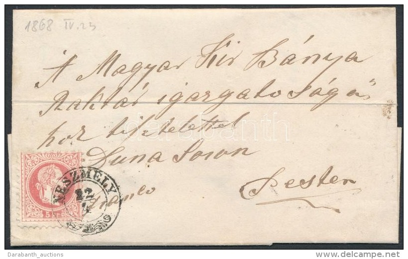 1868 5kr Levélen / On Cover 'NESZMÉLY' - 'PEST' - Otros & Sin Clasificación