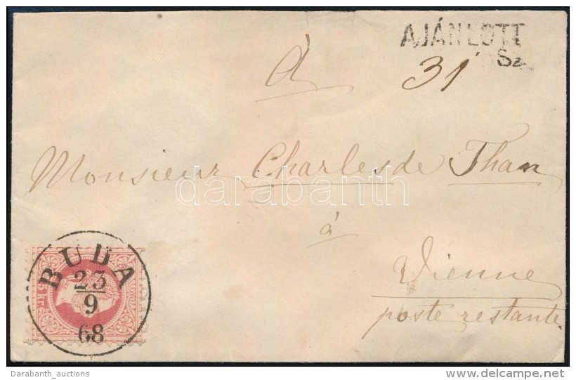 1868 3 X 5kr (2 A Hátoldalon) Ajánlott Levélen, Than Károlynak Címezve / On... - Otros & Sin Clasificación