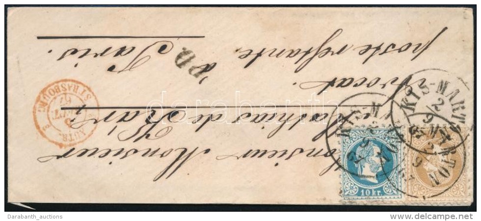 1867 10kr + 15kr Levélen Párizsba, Ritka és Szép Darab /  On Cover To France... - Otros & Sin Clasificación