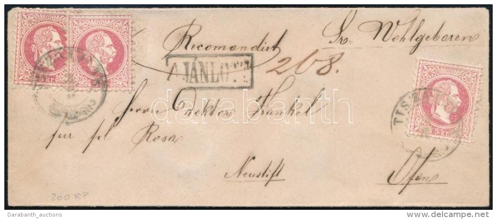 1867 3 X 5kr Ajánlott Levélen / On Registered Cover 'TISZA-UJLAK' - Ofen - Otros & Sin Clasificación