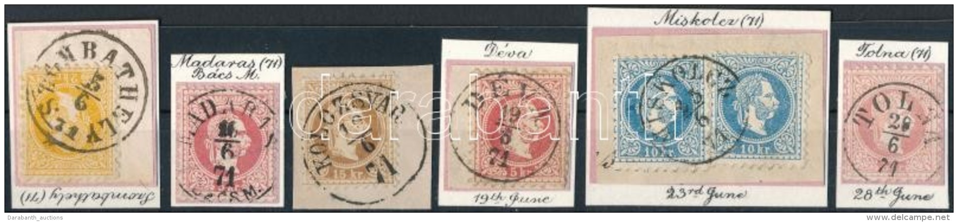 1867 7 Db Bélyeg Kivágásokon Olvasható Bélyegzésekkel / 7 Stamps On... - Otros & Sin Clasificación