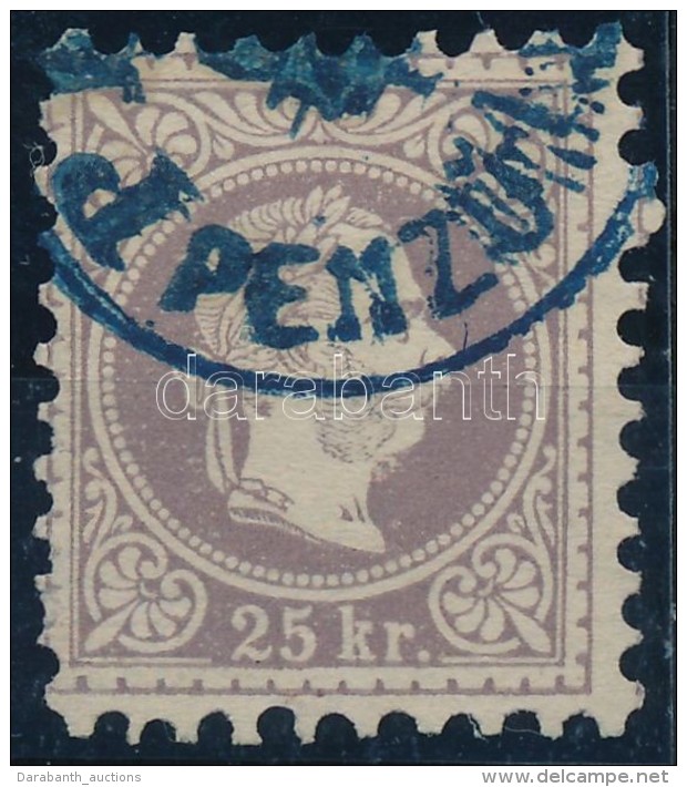 O 1867 25kr Barnásibolya / Brown-violet Kék/blue 'PÉNZUTA(LVÁNY)' (60.000) - Otros & Sin Clasificación
