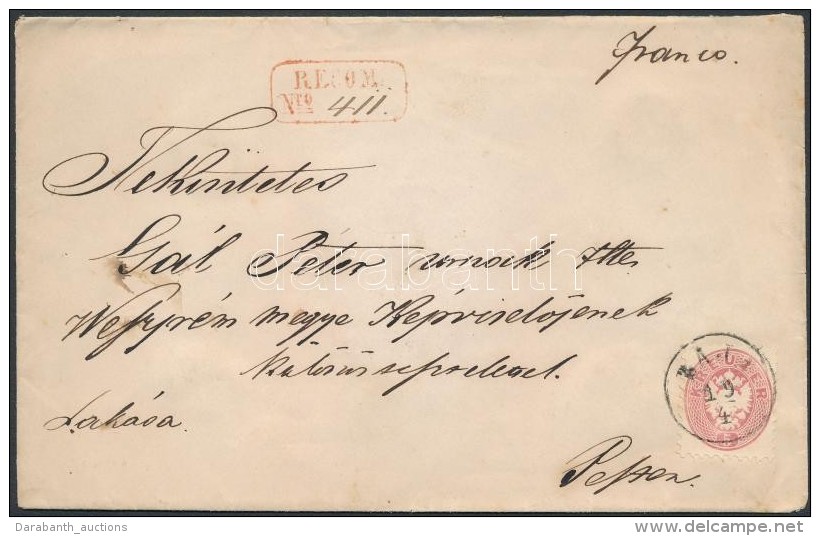 1866 5kr + 2 X 5kr Ajánlott Levélen / On Registered Cover 'BAJA' - Pest - Otros & Sin Clasificación