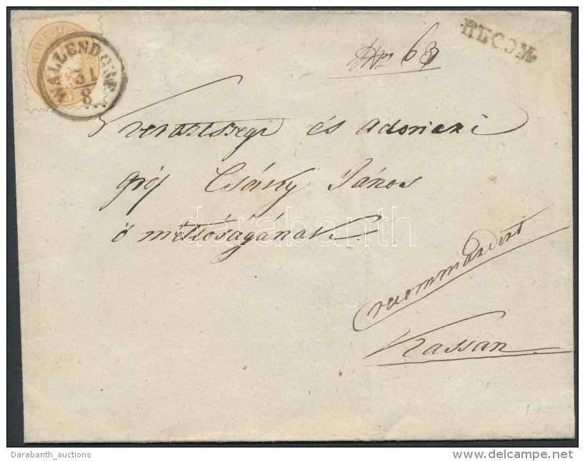 ~1865 15kr Ajánlott Levélen / On Registered Cover 'WALLENDORF' + 'RECOM' - 'CASCHAU' - Otros & Sin Clasificación