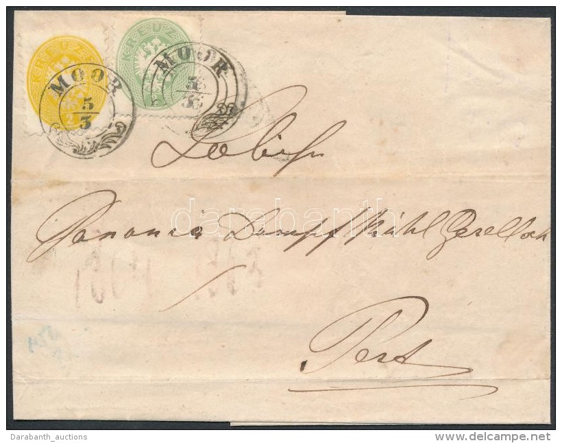 1865 1863 3kr + 1864 2kr Vegyes Bérmentesítés Levélen / Mixed Franking On Cover 'MOOR'... - Otros & Sin Clasificación