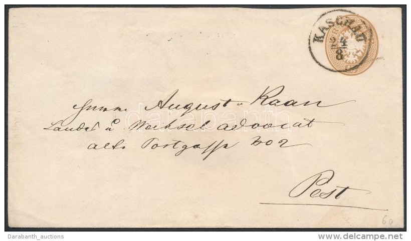 ~1863 15kr Díjjegyes Boríték / PS-cover 'KASCHAU' - 'PEST' - Otros & Sin Clasificación