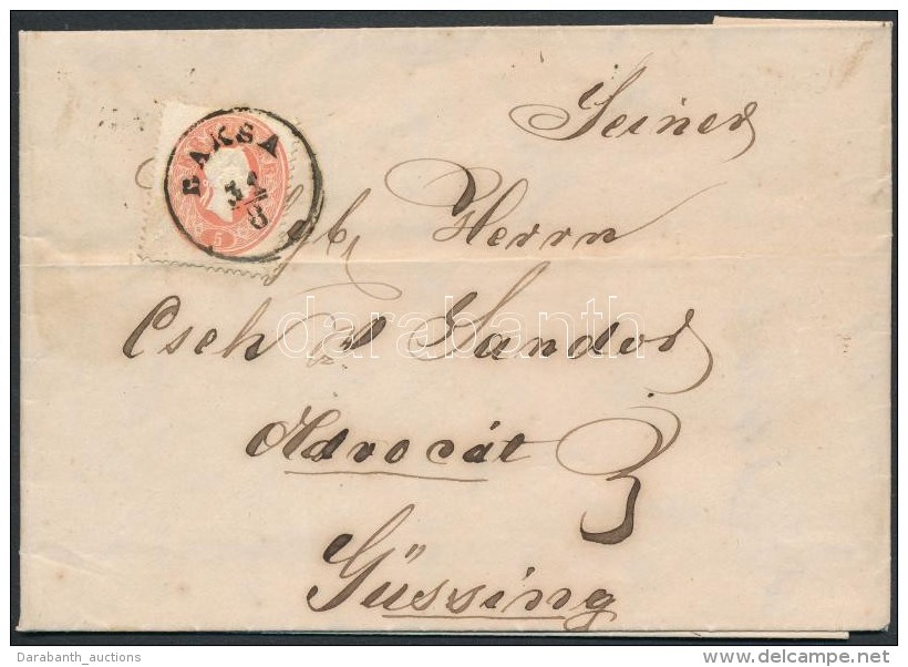 1862 5kr Levélen / On Cover 'BAKSA' - 'KÖRMEND' - 'GÜSSING' - Otros & Sin Clasificación