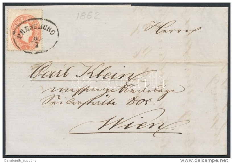 1862 5kr Levélen / On Cover 'PRESSBURG' - 'WIEN' - Otros & Sin Clasificación