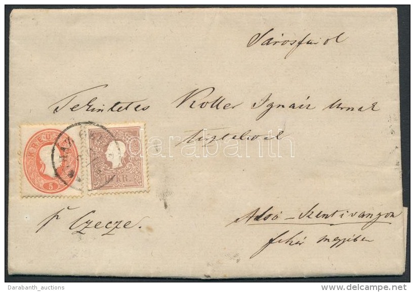1861 1858 10kr + 1861 5kr Vegyes Bérmentesítés Levélen / Mixed Franking On Cover... - Autres & Non Classés