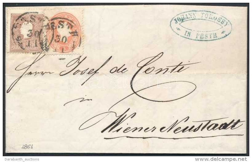 1861 1858 10kr + 1861 5kr Vegyes Bérmentesítés Levélen / Mixed Franking On Cover... - Otros & Sin Clasificación