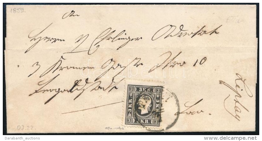 1859 3kr II. Fekete, Helyi Levélen / On Local Cover 'PESTH'  Loco Certificate: Matl - Otros & Sin Clasificación