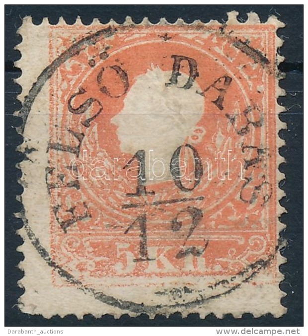 O 1858 5kr, Bal Sarkán Lemezhiba / Plate Variety 'FELSÅ DABAS' (Gudlin 350 P) - Otros & Sin Clasificación
