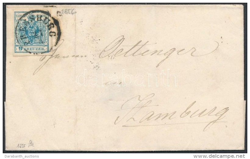 1856 9kr Levélen / On Cover 'PRESSBURG' - 'ODERBERG BRESLAU' - 'HAMBURG' - Otros & Sin Clasificación