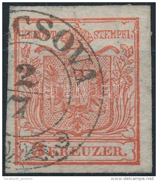 O 1850 3kr HP I.a. Sötét Cinóber / Deep Cinnabar '(PAN)CSOVA' Certificate:Steiner - Otros & Sin Clasificación