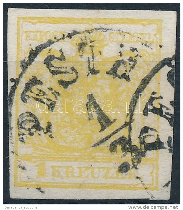 O 1850 1kr MP III. Citromsárga / Lemon 'PESTH' Certificate: Steiner - Otros & Sin Clasificación