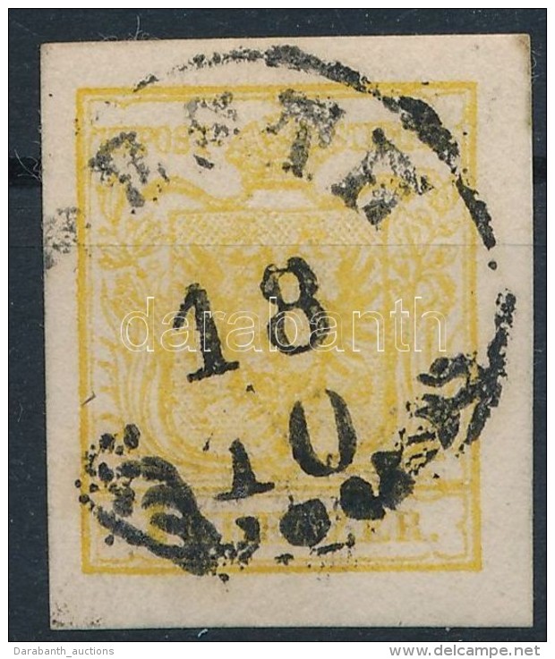 O 1850 1kr MP III. Krómsárga / Chrome Yellow 'PESTH' Certificate: Ferchenbauer - Otros & Sin Clasificación
