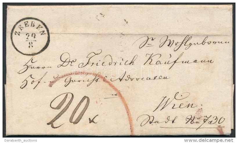 1860 Portós Levél / Unpaid Cover 'ZEEBEN' - 'WIEN' - Otros & Sin Clasificación