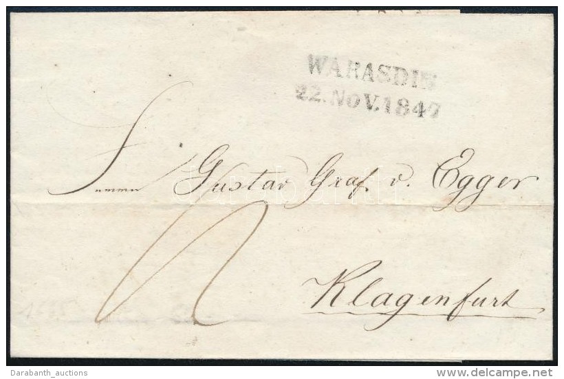 1847 Portós Levél / Unpaid Cover 'WARASDIN' - Klagenfurt - Otros & Sin Clasificación