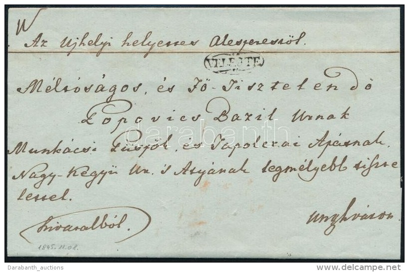 1845 Hivatalos Levél 'VELEJTE' - Ungvár - Otros & Sin Clasificación