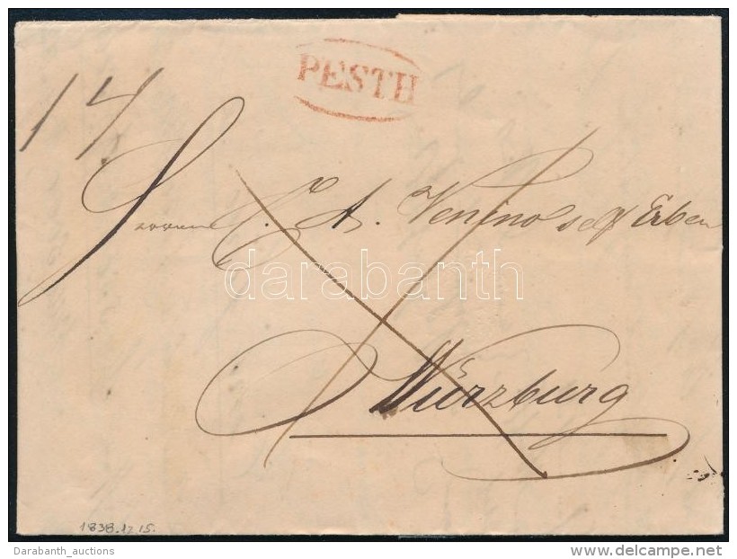 1838 Távolsági Levél / Domestic Cover Piros/red 'PESTH' - Würzburg. Certificate:... - Otros & Sin Clasificación