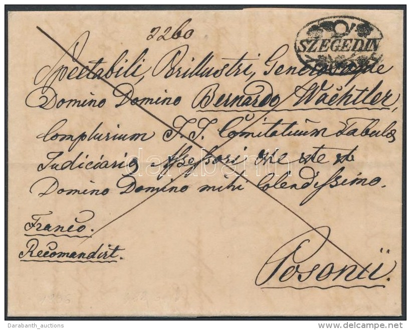 1836 Ajánlott Franco / Registered 'SZEGEDIN' - Posonii - Otros & Sin Clasificación