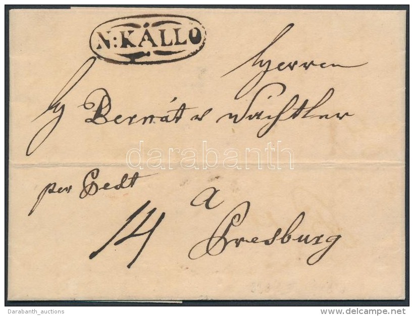 1836 Portós Levél / Unpaid Cover 'N:KÁLLO' - Presburg - Otros & Sin Clasificación