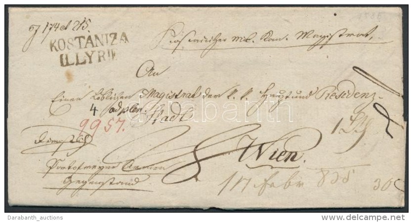 1835 Portós Levél / Unpaid Cover 'KOSTANIZA ILLYRIE' - 'WIEN' - Otros & Sin Clasificación