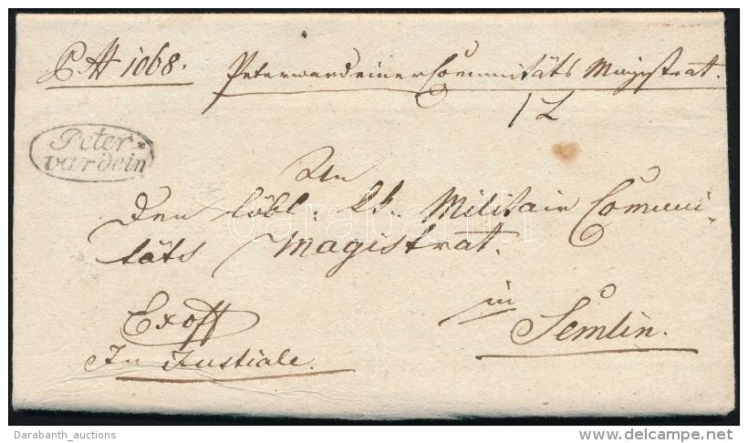 1835 Ex Offo 'Peter / Vardein' - Semlin - Autres & Non Classés