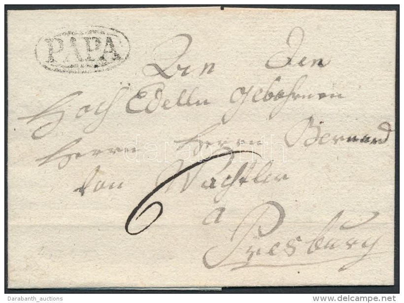 1835 Portós Levél / Unpaid Cover 'PAPA' - Otros & Sin Clasificación