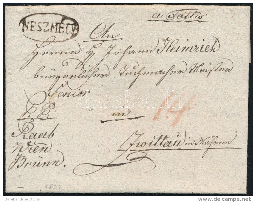 1832 Portós Levél / Unpaid Cover 'NESZMÉLY' - Zwittau - Otros & Sin Clasificación