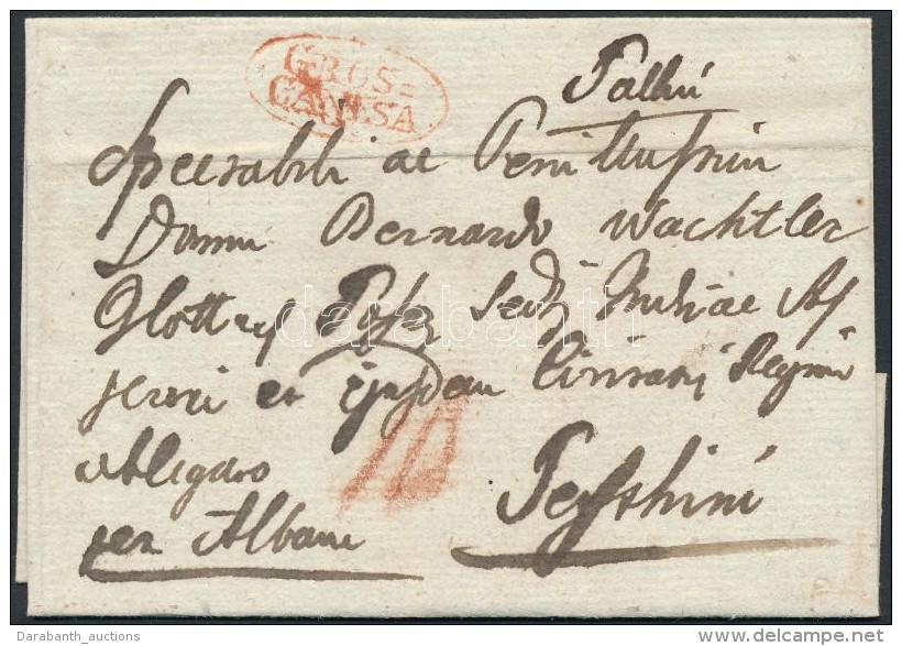 1829 Portós Levél Piros / Unpaid Cover Red 'GROS= / CANISA' - Other & Unclassified