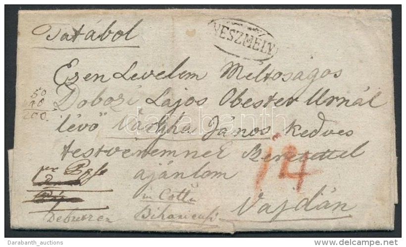 1828 Portós Levél Tatáról Vajdára / Unpaid Cover 'NESZMÉLY' - Andere & Zonder Classificatie