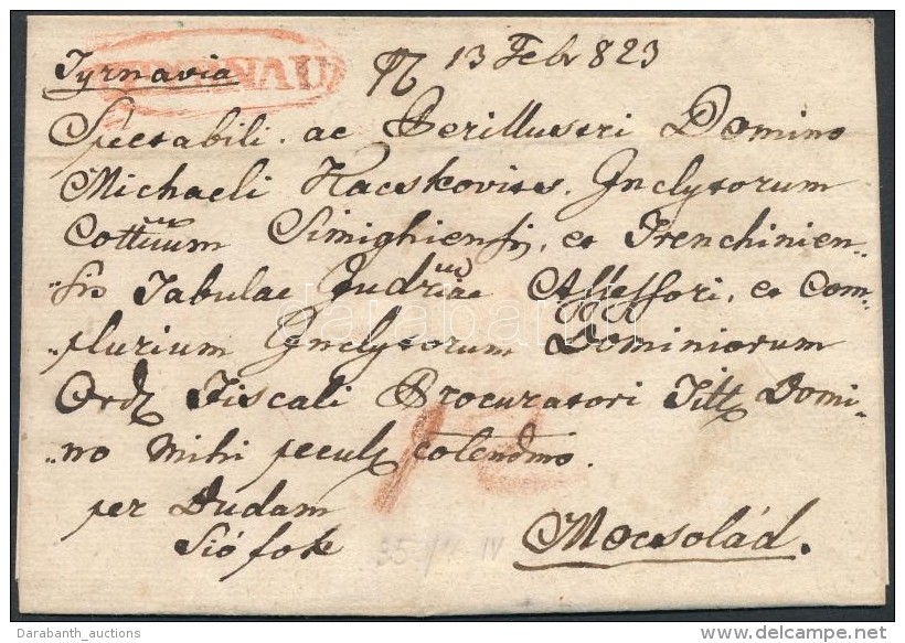 1820 Portós Levél Piros / Unpaid Cover Red 'TYRNAU' - Autres & Non Classés
