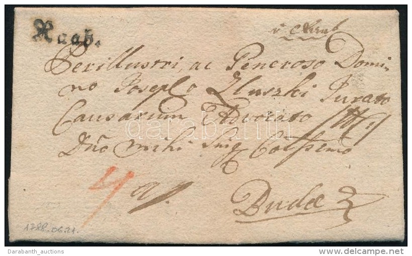 1788 Portós Levél / Unpaid Cover 'Raab' - Buda - Autres & Non Classés