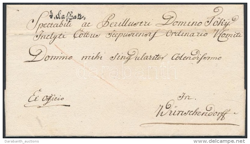 1784 Félportós Ex Offo / With Half Postage Due 'v.Cashau' - Wünschendorf - Other & Unclassified