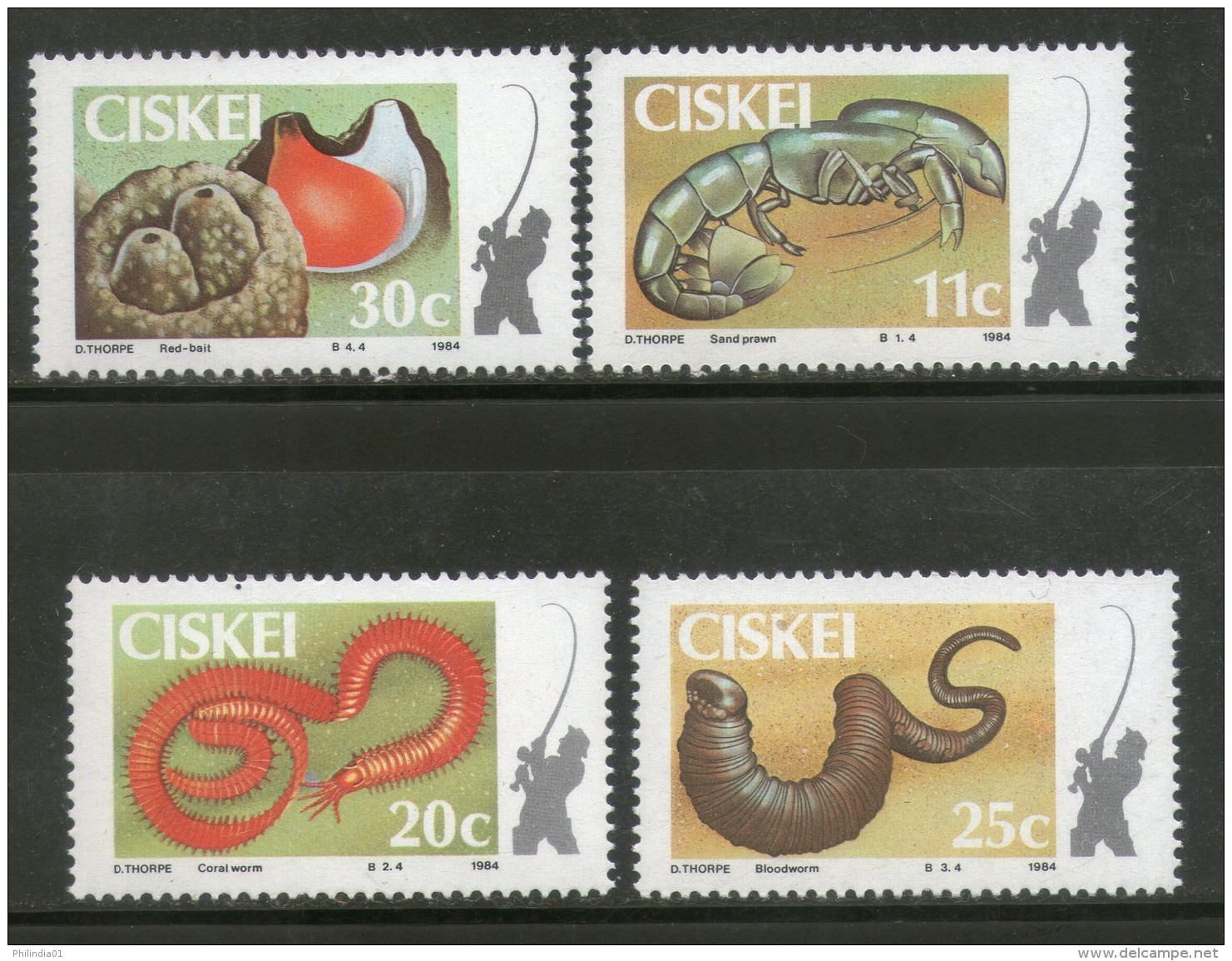 Ciskei 1984 Coastal Angling Coral Worm Red Bait Sea Animal Sc 65-68 MNH # 4281 - Marine Life