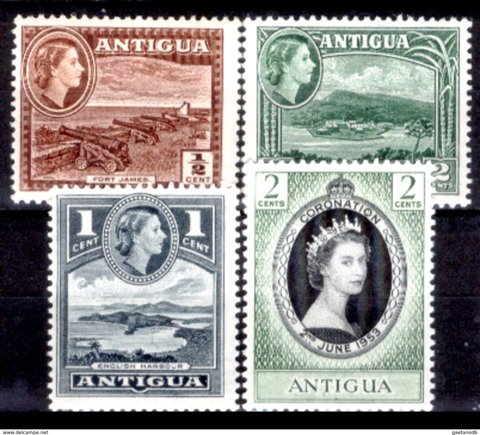 Antigua-017 - Valori Emessi Nel 1953-54 (+) Hinged - Privi Di Difetti Occulti. - Antigua E Barbuda (1981-...)