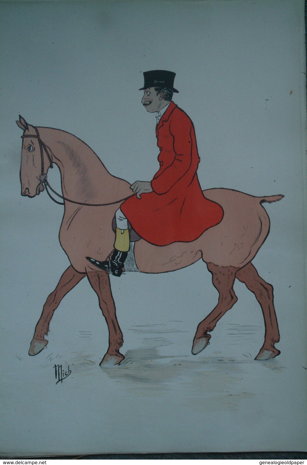 24-PERIGUEUX- ILLUSTRATEUR AFFICHISTE MICH-MICHEL LIEBEAUX-SILHOUETTES COURSES HIPPIQUES HIPPISME-TIERCE- HIPPIQUE- 1902 - Estampes & Gravures