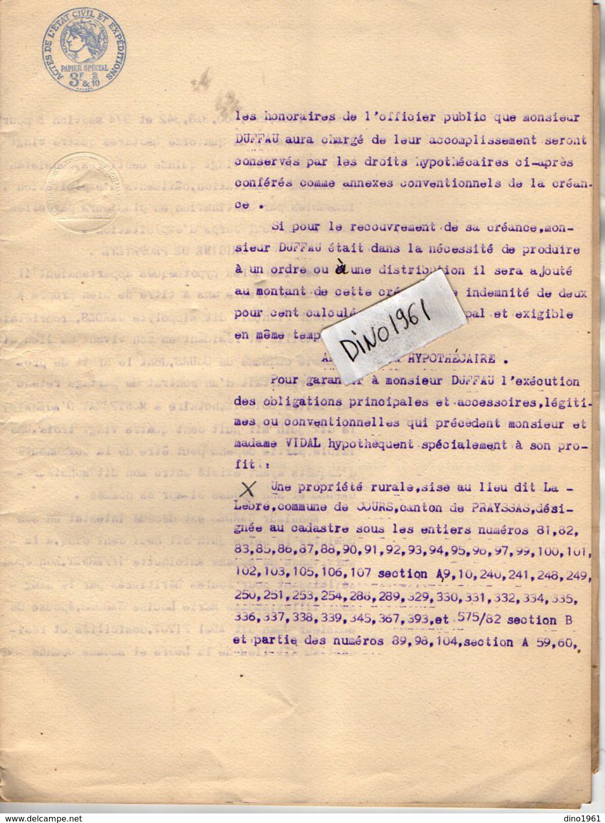 VP6099 - SAINTE LIVRADE - Acte De 1925 - Obligation Par VIDAL à COURS à DUFFAU - Collections