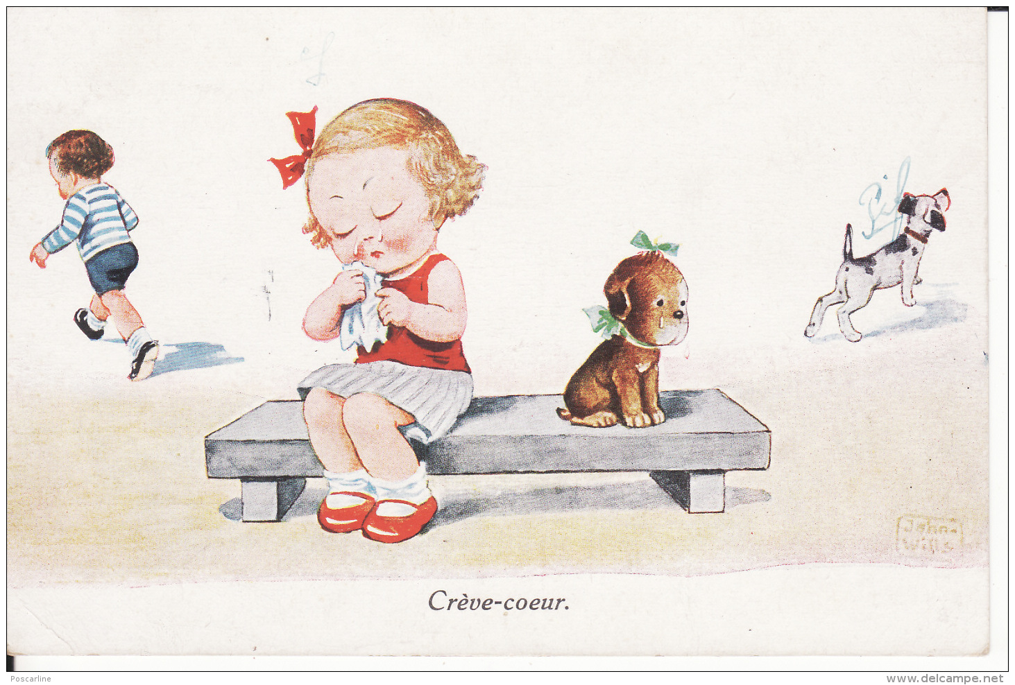 Illustrateur , John Wills, Crève - Coeur, Fillette , Chiens, édition S B S W,  Scans - Wills, John