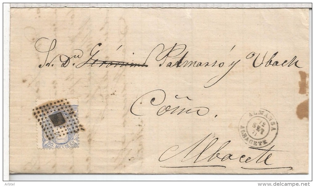 ALMANSA ALBACETE CC 1871 MAT ROMBO DE PUNTOS - Briefe U. Dokumente