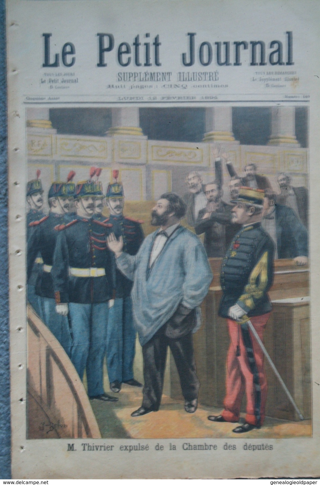 LE PETIT JOURNAL ILLUSTRE-1 FEVRIER 1894-M. THIVRIER EXPULSE CHAMBRE DEPUTES-PARIS POLITIQUE-TOMBOUCTOU COLONEL BONNIER - Documents Historiques