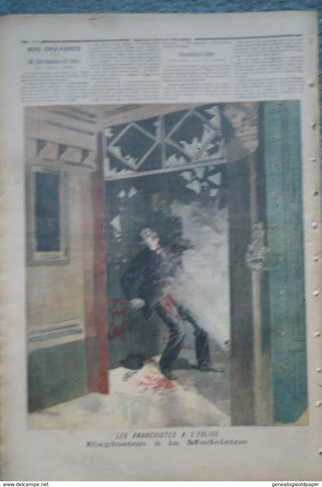 LE PETIT JOURNAL ILLUSTRE- 26-3-1894- MLLE SIBYL SANDERSON & M.DELMAS -THAIS OPERA PARIS- EXPLOSION ANARCHISTE MADELEINE - Documents Historiques