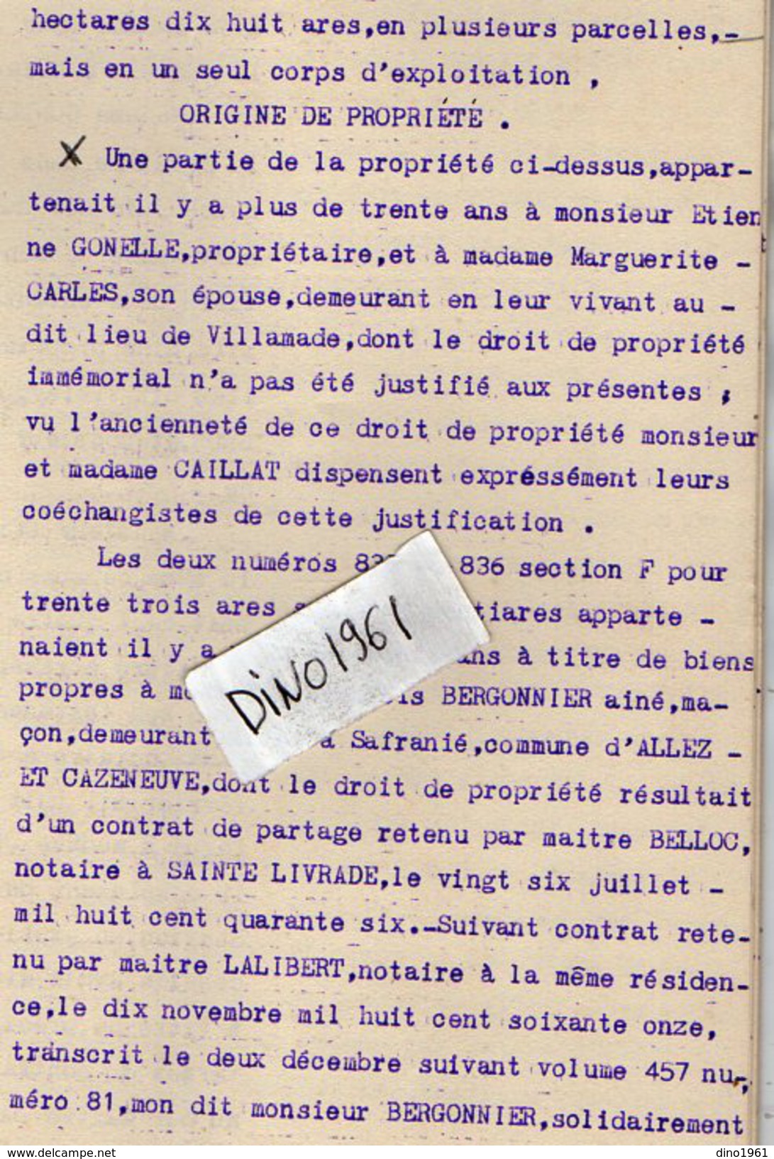 VP6101 - SAINTE LIVRADE - Acte De 1925 - Echange Entre GONELLE - DEBEZE & CAILLAT - Collections