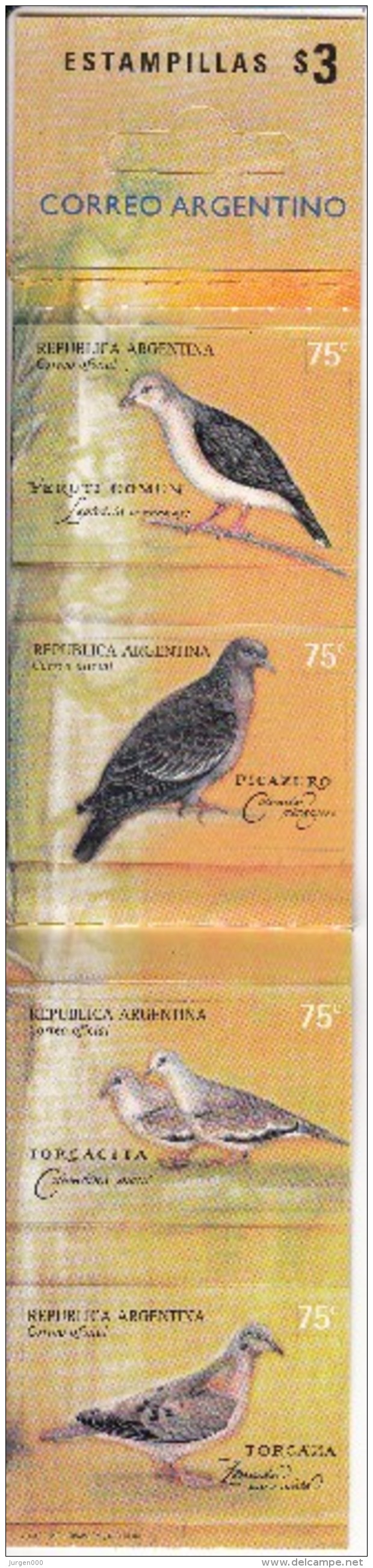 Argentinië **, Booklet  (X07660) - Palomas, Tórtolas